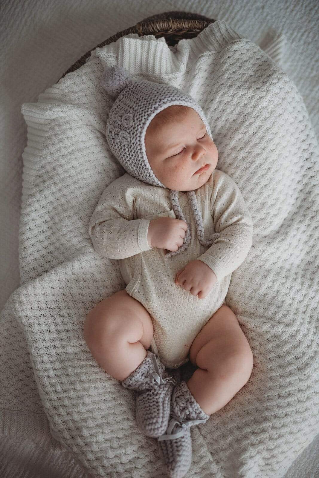 Snuggle Hunny Kids Accesories Hats Grey / 0-6M Snuggle Hunny Merino Bonnet & Booties