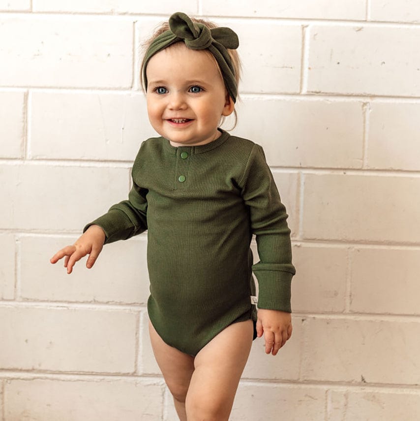 Snuggle Hunny Kids Accessory Hair Olive Ribbed Topknot