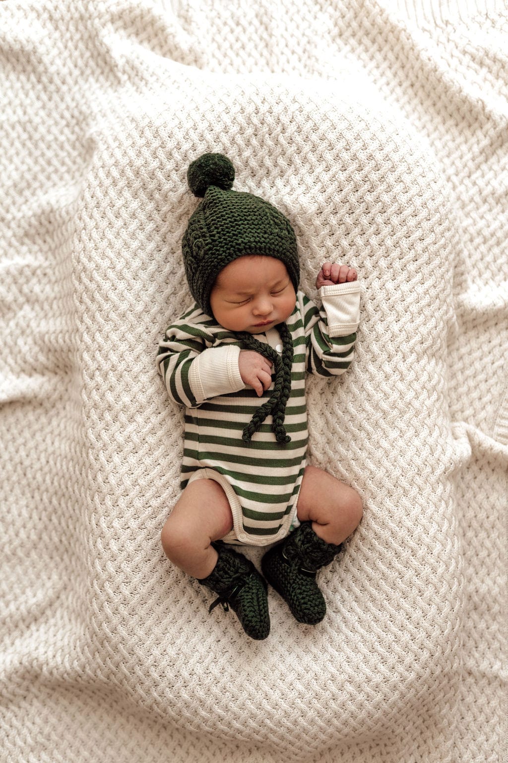 Snuggle Hunny Kids Baby Accessory Olive Merino Wool Bonnet & Booties
