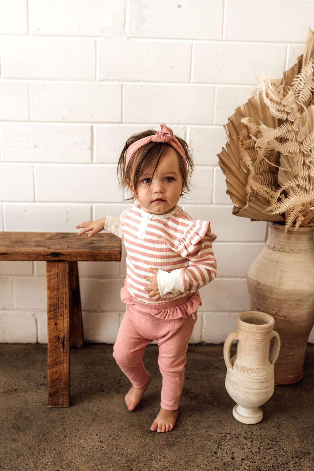 Snuggle Hunny Kids Girls Onesie Rose Stripe Long Sleeve Bodysuit