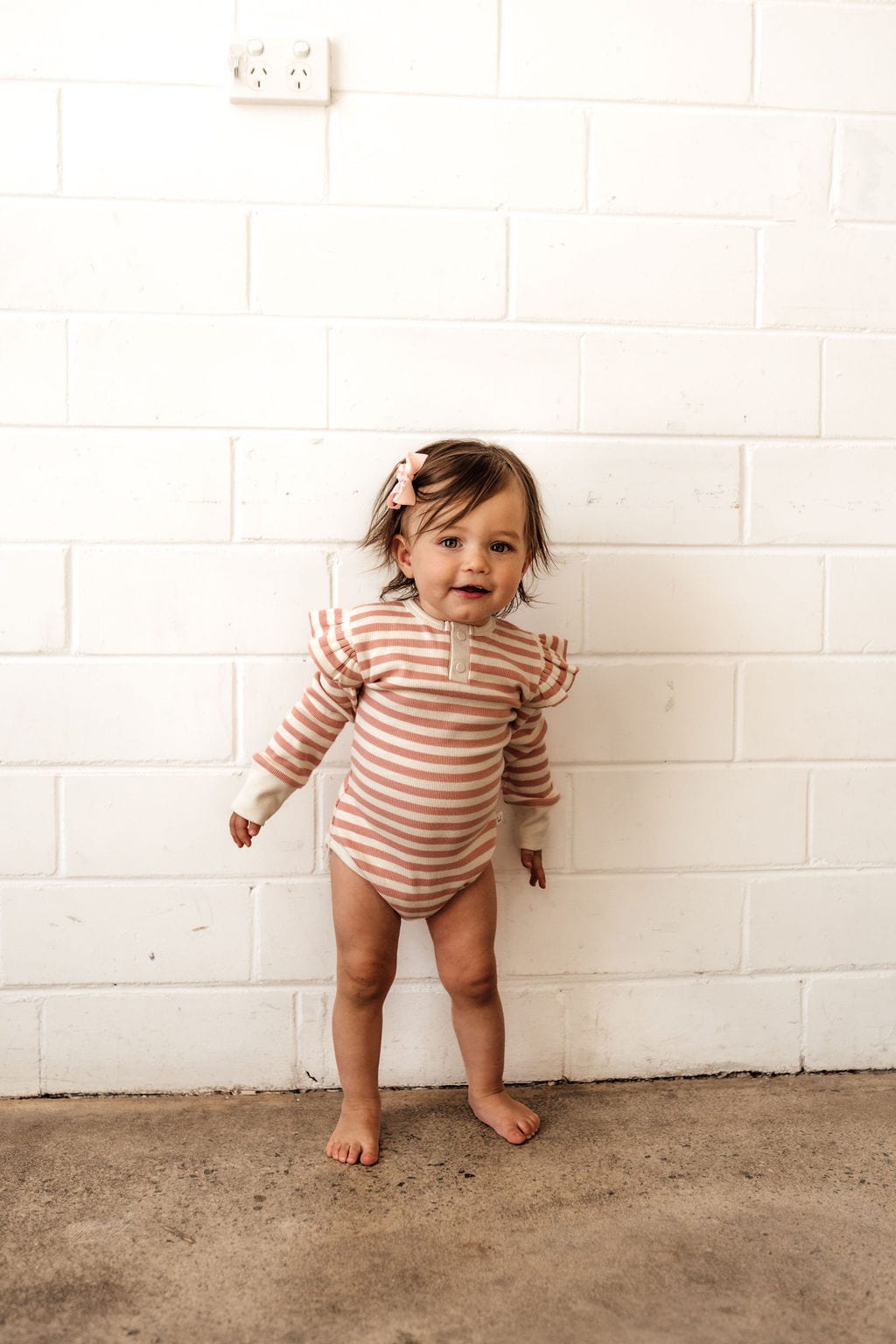 Snuggle Hunny Kids Girls Onesie Rose Stripe Long Sleeve Bodysuit