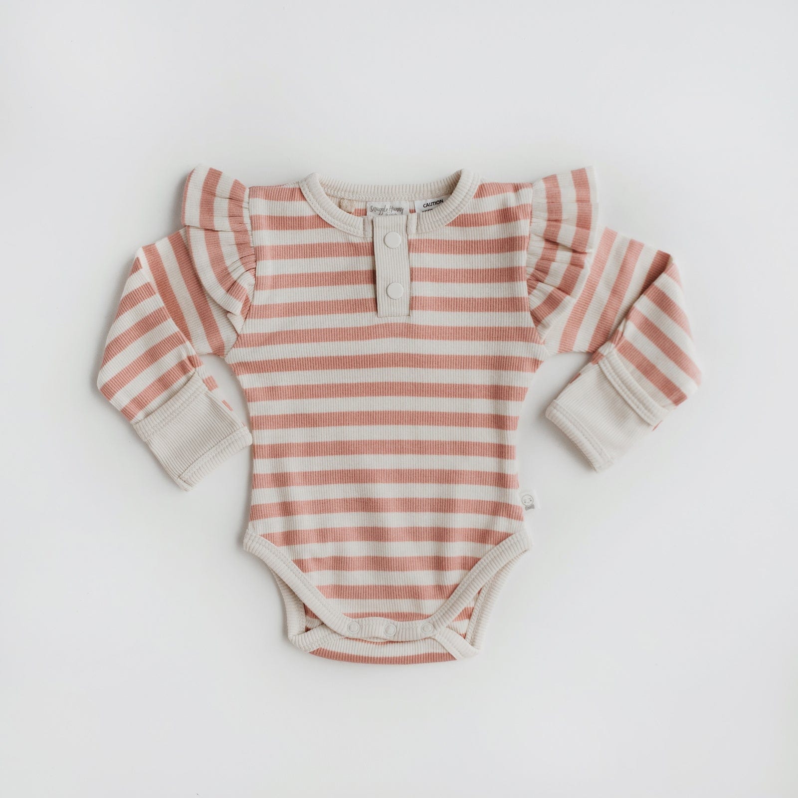 Snuggle Hunny Kids Girls Onesie Rose Stripe Long Sleeve Bodysuit
