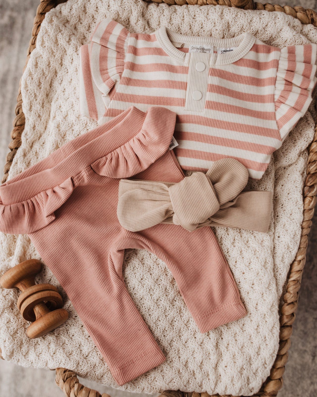 Snuggle Hunny Kids Girls Onesie Rose Stripe Long Sleeve Bodysuit