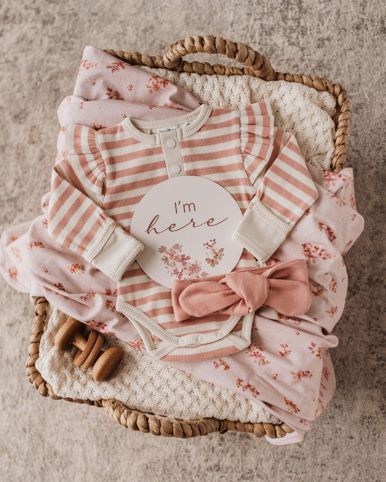 Snuggle Hunny Kids Girls Onesie Rose Stripe Long Sleeve Bodysuit