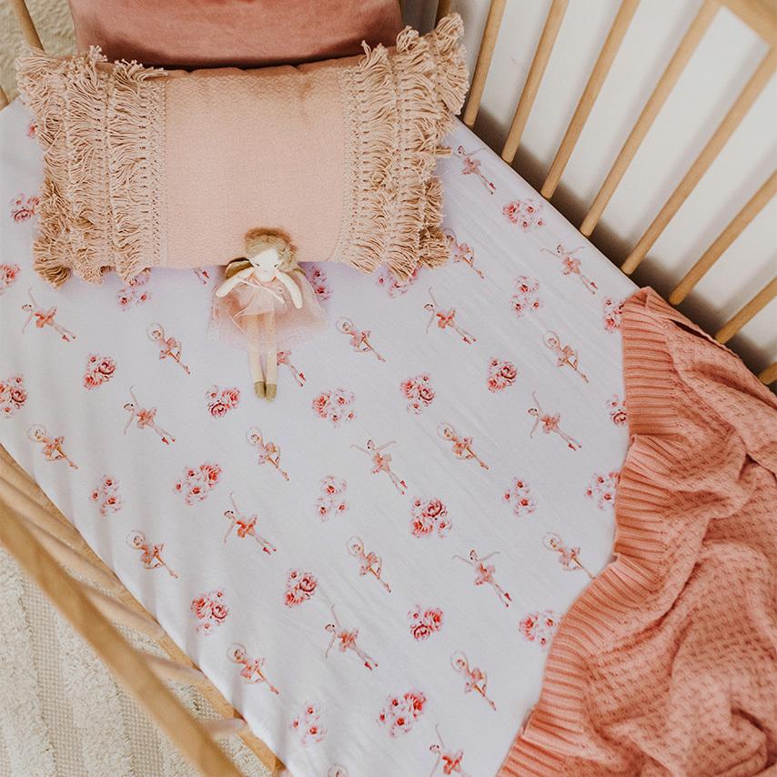 Snuggle Hunny Kids Linen Sheets Ballerina New Collection Snuggle Hunny Organic Fitted Cot Sheet