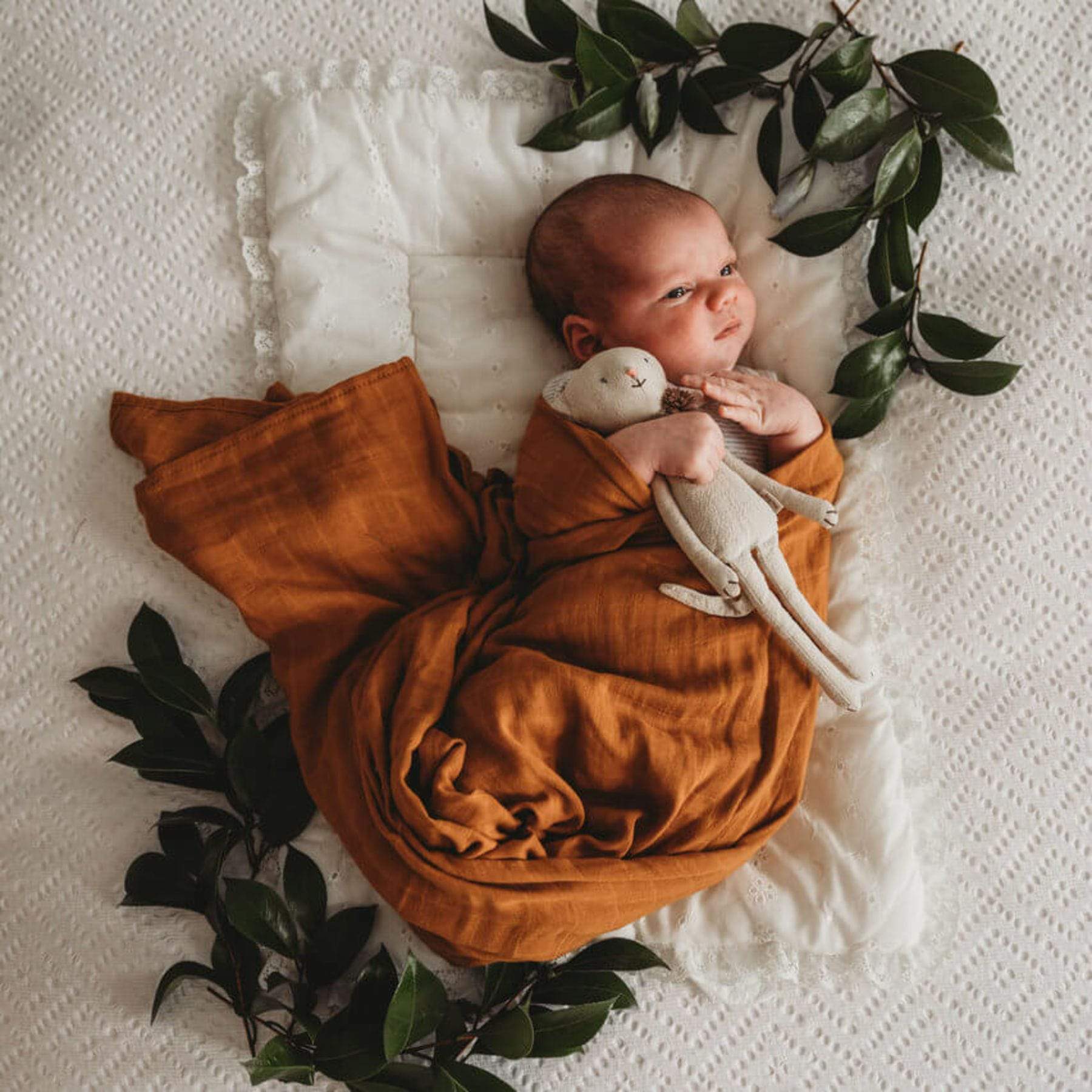 Snuggle Hunny Kids Linen Sheets Bronze Organic Muslin Wrap