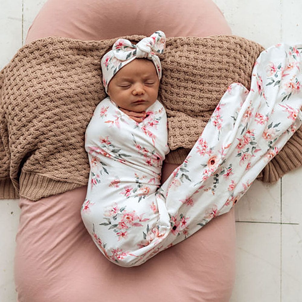 Snuggle Hunny Kids Linen Sheets Camille Organic Jersey Wrap & Topknot Set