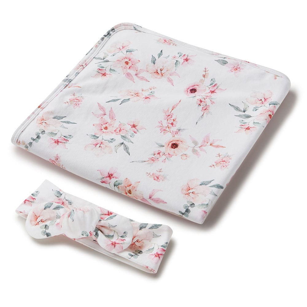 Snuggle Hunny Kids Linen Sheets Camille Organic Jersey Wrap & Topknot Set