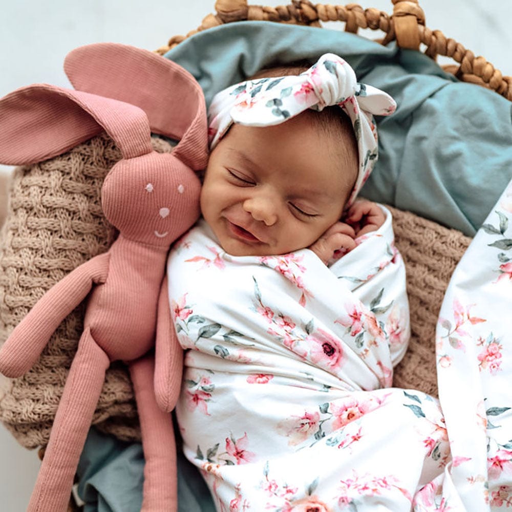 Snuggle Hunny Kids Linen Sheets Camille Organic Jersey Wrap & Topknot Set