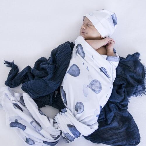 Snuggle Hunny Kids Linen Sheets Cloud Snuggle Hunny Jersey Wrap & Beanie Set