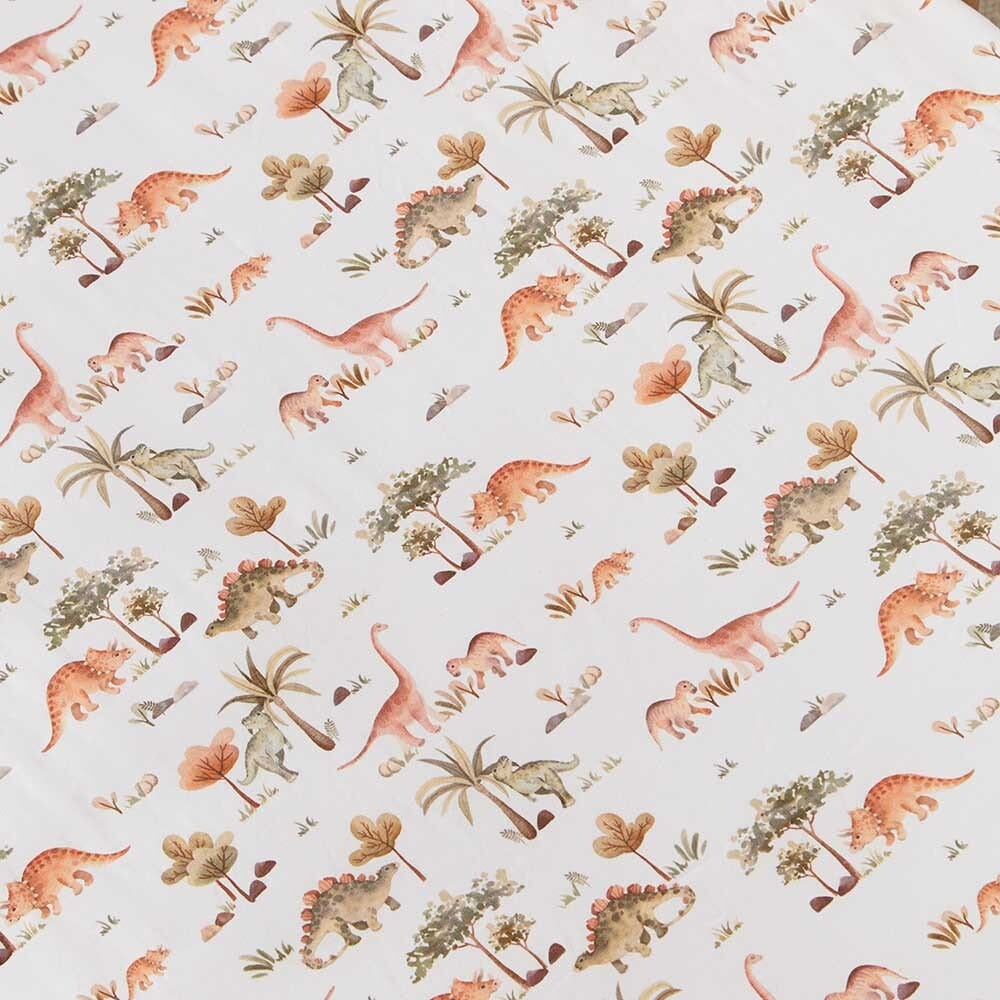 Snuggle Hunny Kids Linen Sheets Dino Snuggle Hunny Organic Fitted Cot Sheet