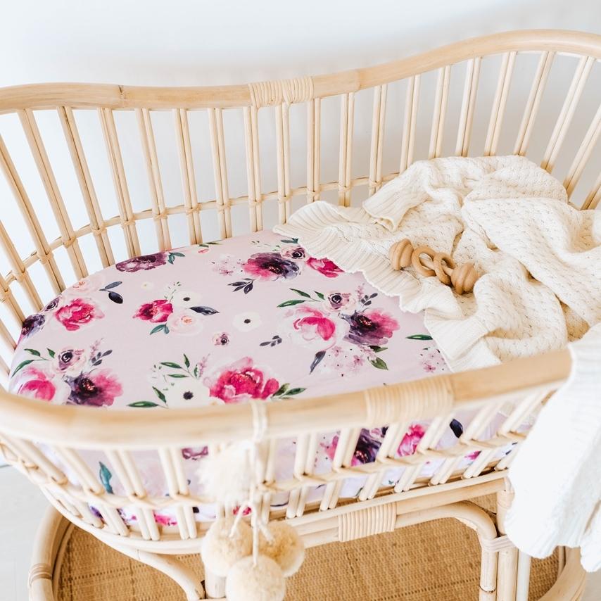 Snuggle Hunny Kids Linen Sheets Floral Kiss Snuggle Hunny Bassinet Sheet & Change Pad Cover 2 n 1