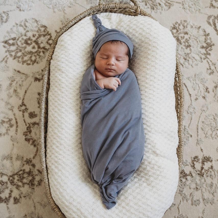 Snuggle Hunny Kids Linen Sheets Indigo Snuggle Hunny Jersey Wrap & Beanie Set