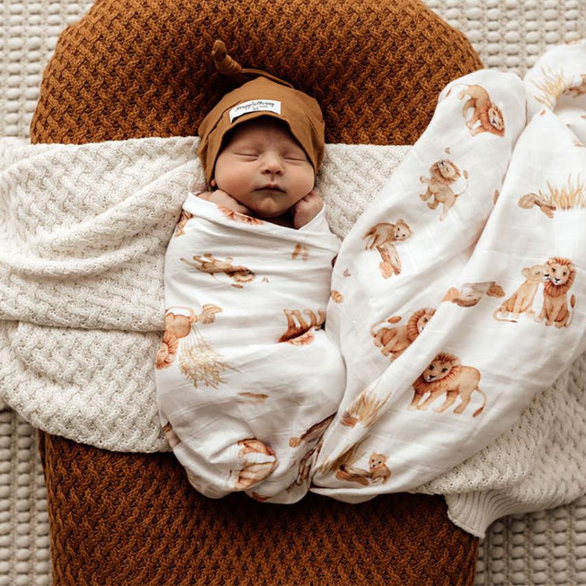 Snuggle Hunny Kids Linen Sheets Lion Organic Muslin Wrap - New Collection