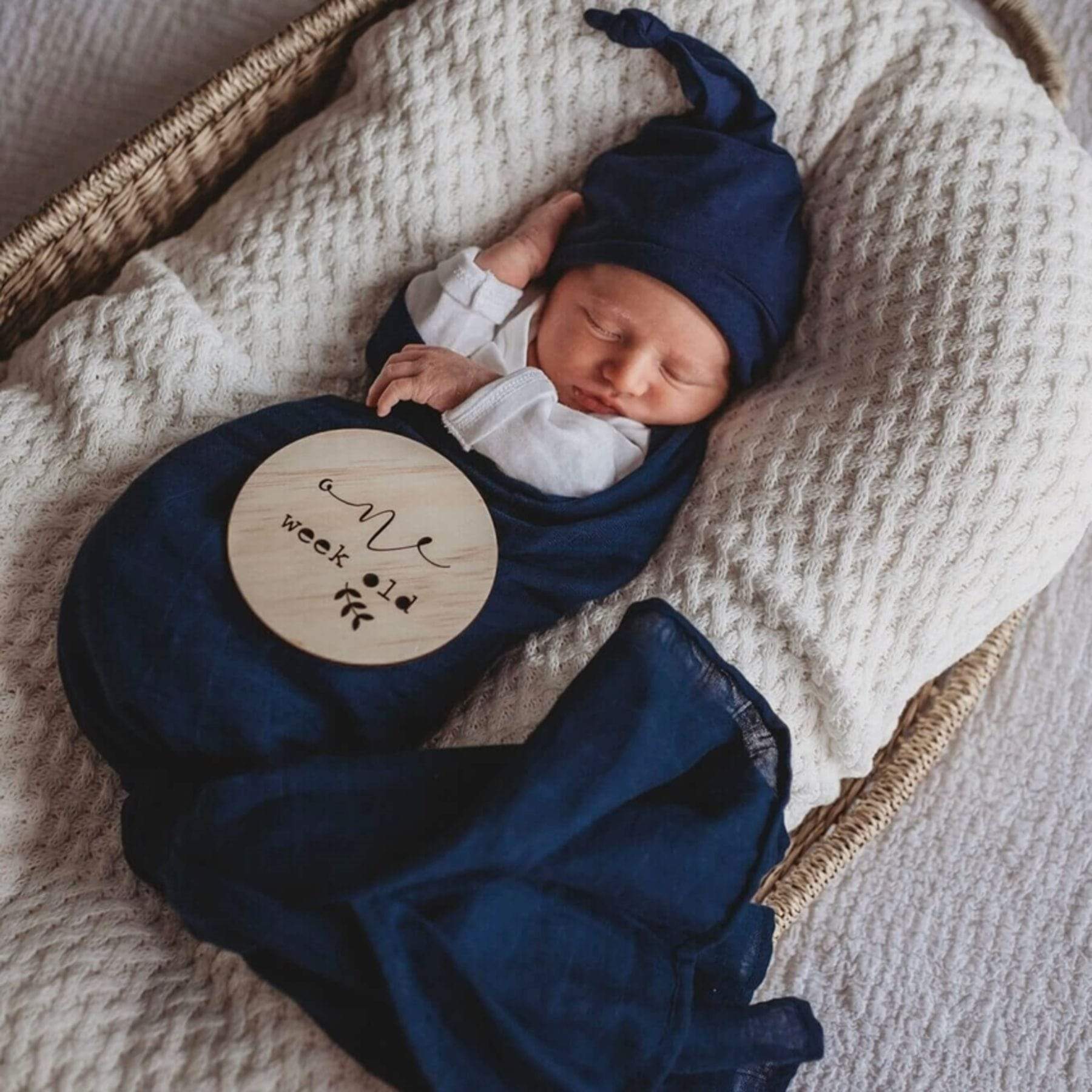 Snuggle Hunny Kids Linen Sheets Navy Organic Muslin Wrap