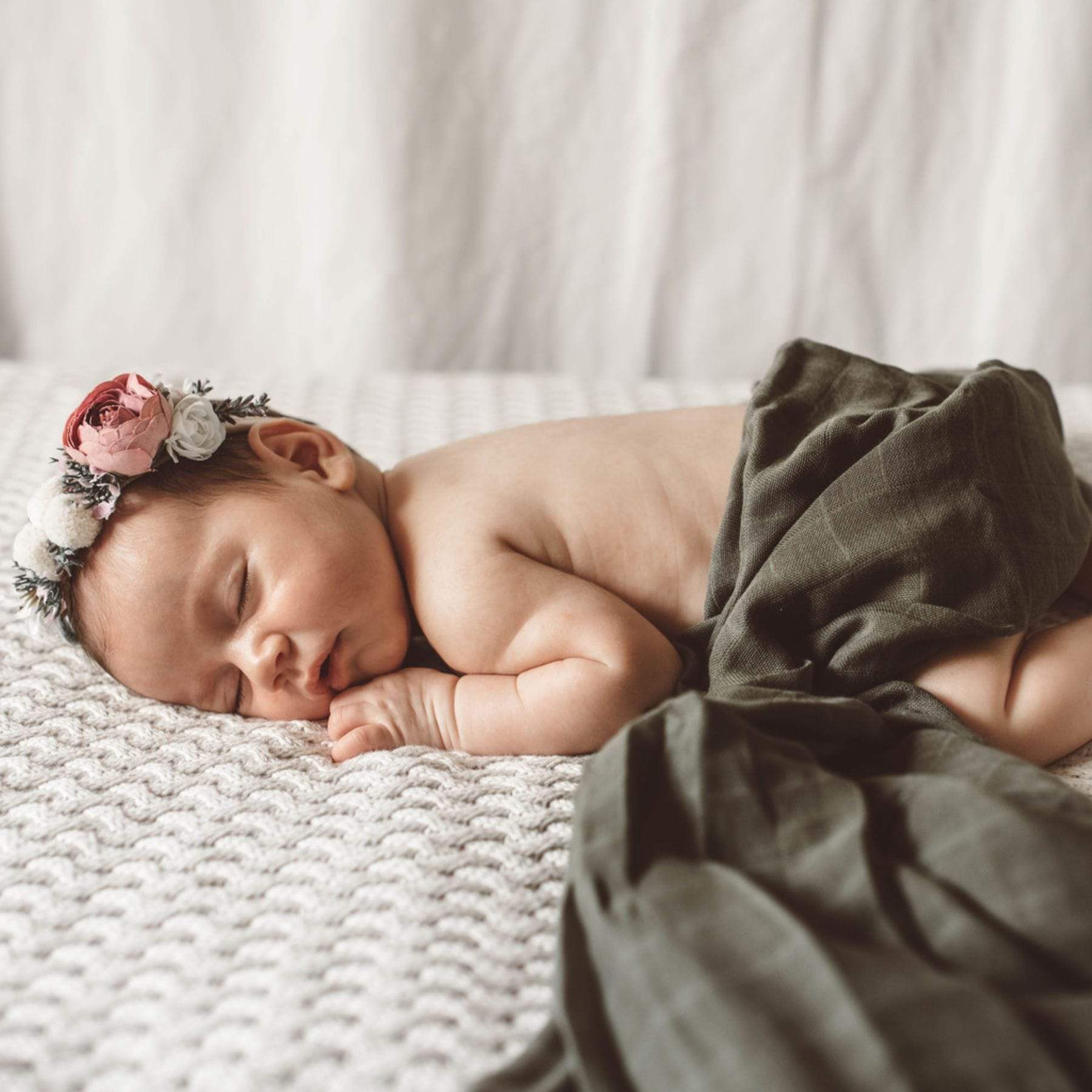 Snuggle Hunny Kids Linen Sheets Olive Organic Muslin Wrap