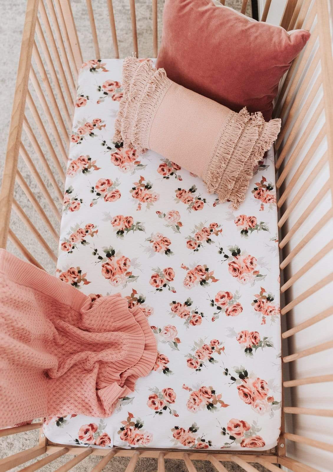 Snuggle Hunny Kids Linen Sheets Rosebud New Collection Snuggle Hunny Organic Fitted Cot Sheet