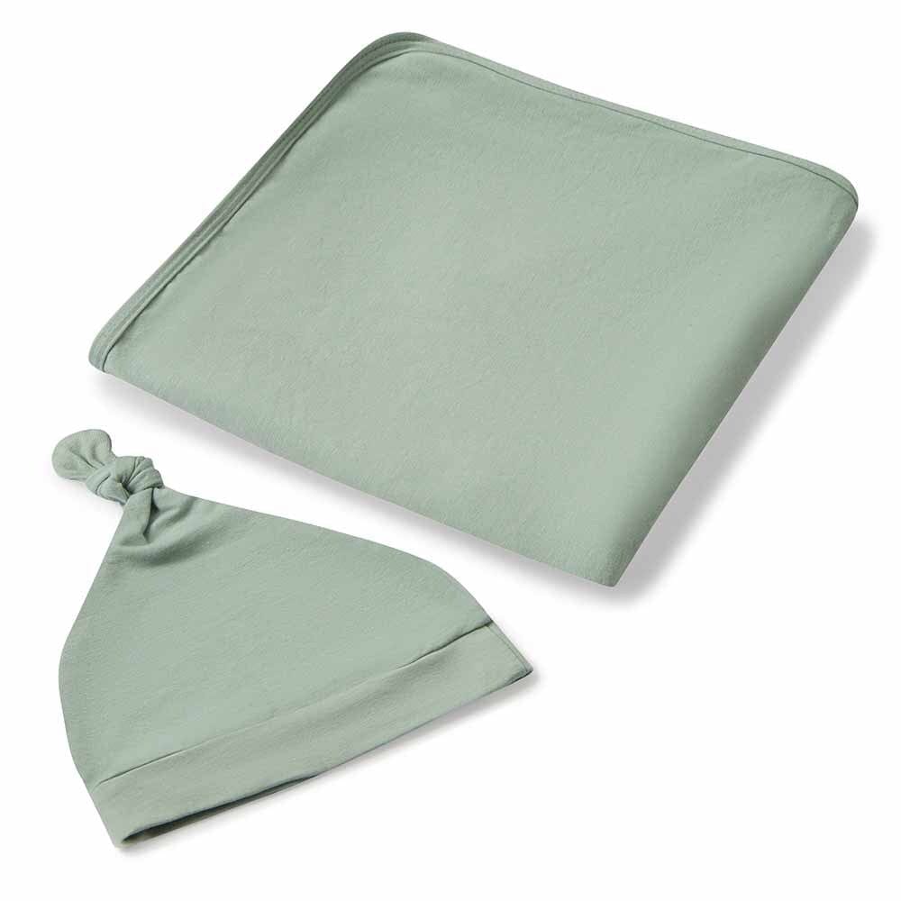 Snuggle Hunny Kids Linen Sheets Sage Snuggle Hunny Jersey Wrap & Beanie Set