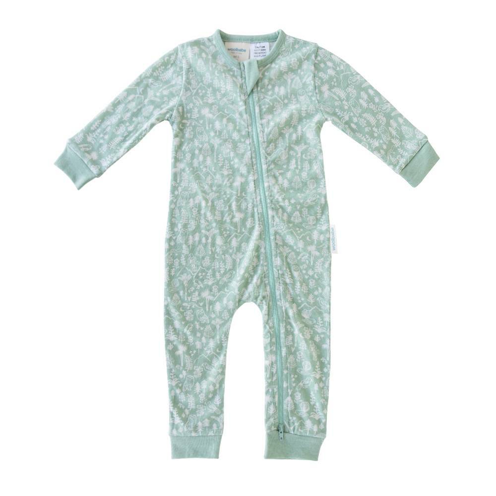 Woolbabe Unisex Onesie Moss Wilderness / 0-3M Woolbabe Baby Pyjama Suit