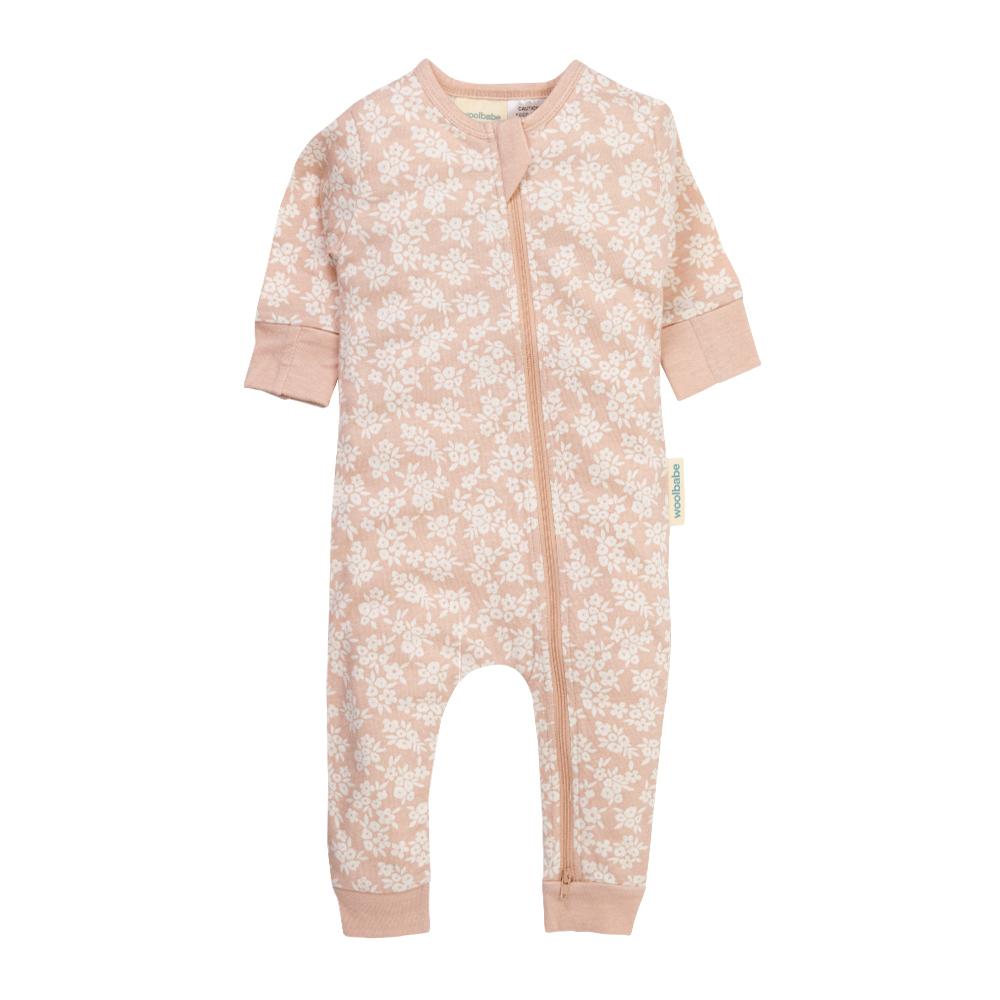 Woolbabe Unisex Onesie Peach Manuka / 0-3M Woolbabe Pyjama Suit