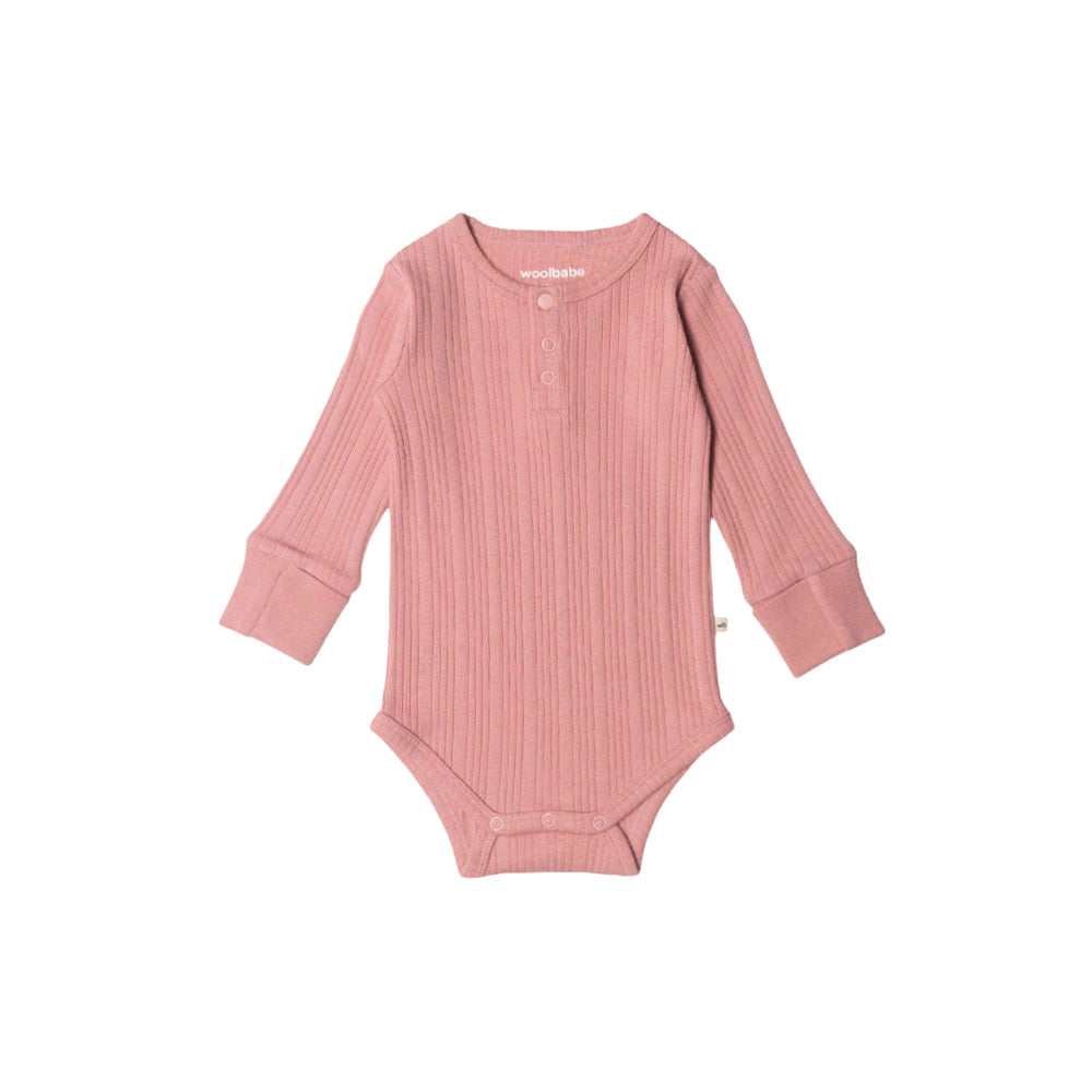 Organic Cotton/Merino Long Sleeve Henley Bodysuit