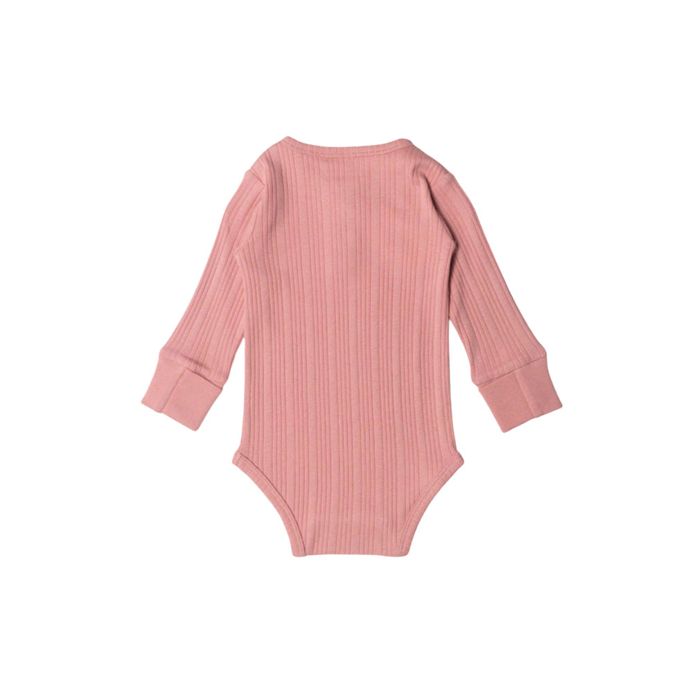 Organic Cotton/Merino Long Sleeve Henley Bodysuit