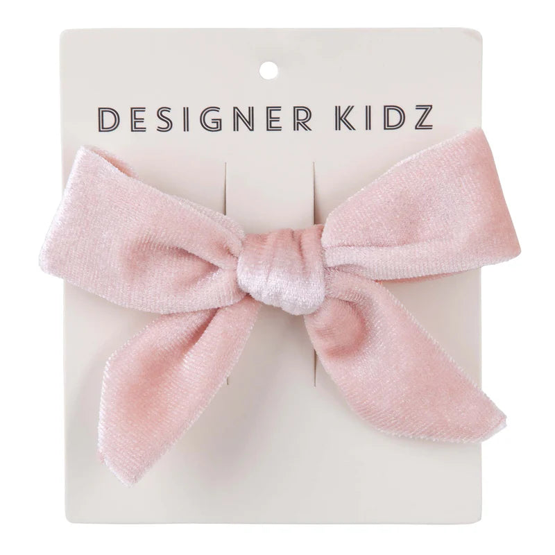 Velvet Bow Hair Clip - Pale Pink