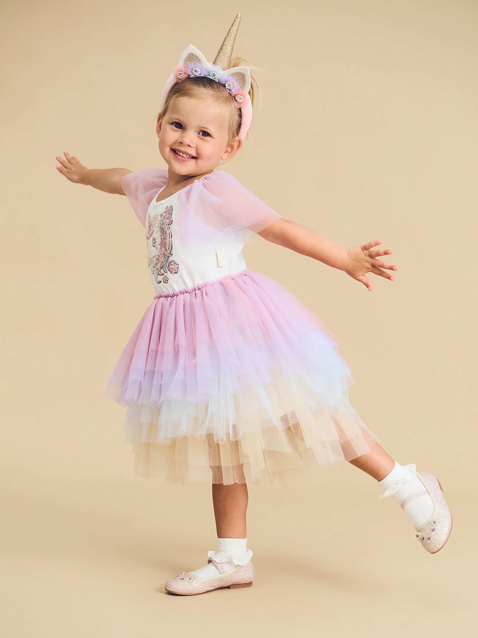 Unicorn Tiered Rainbow Party Dress