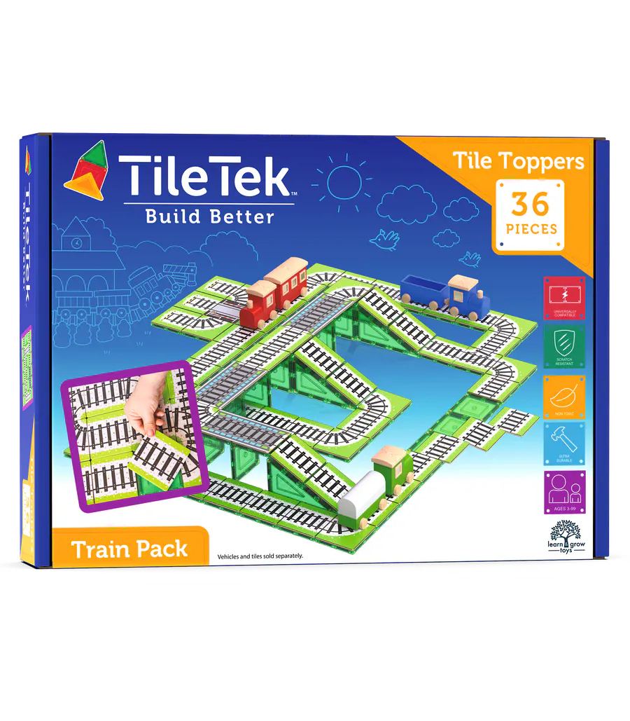 TileTek - 36 Piece Magnetic Tile Toppers - Train