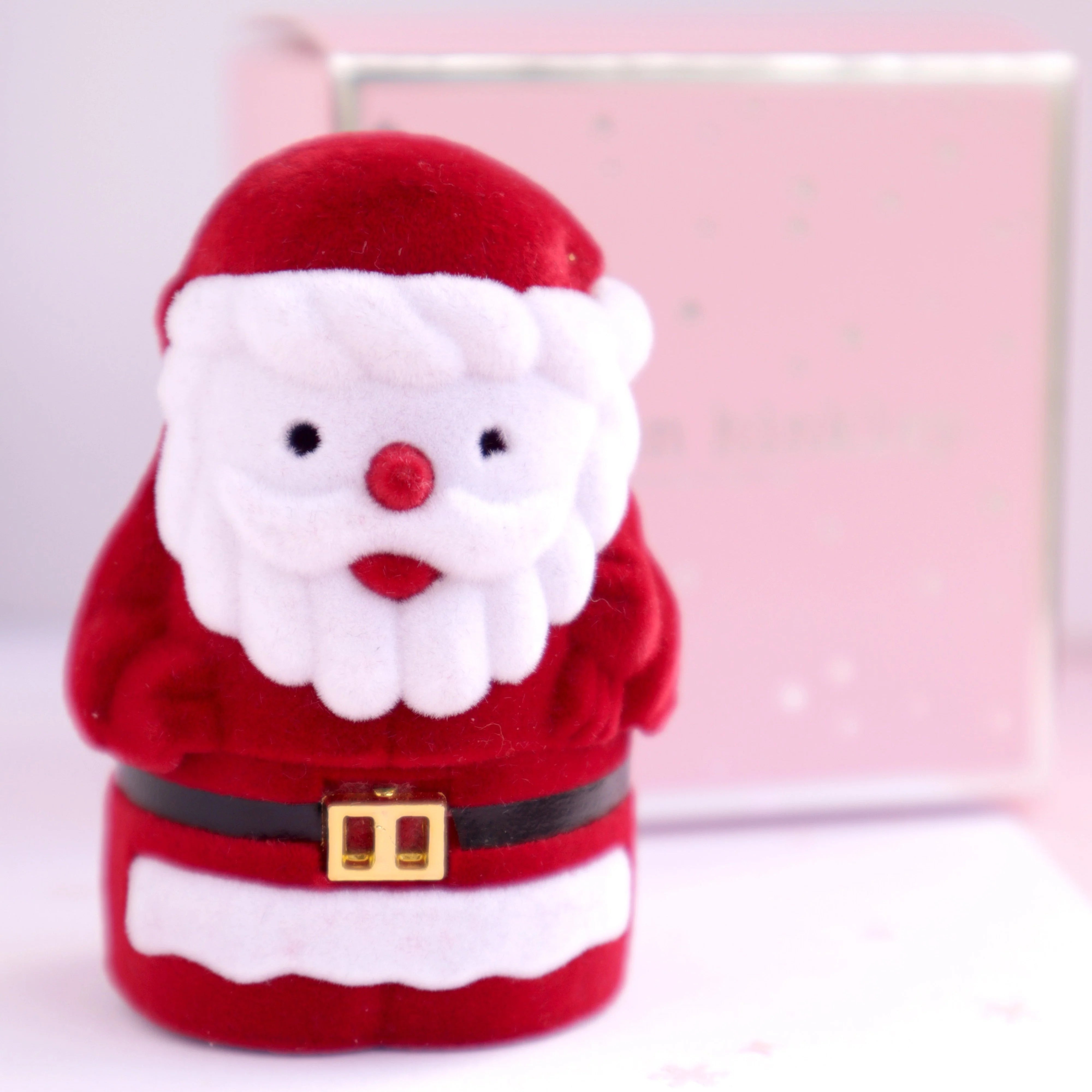 Red Starry Earrings in Velvet Santa Trinket Box