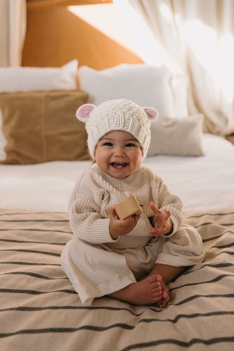 Acorn Kids Accessories Hats Bear Beanie - Cream