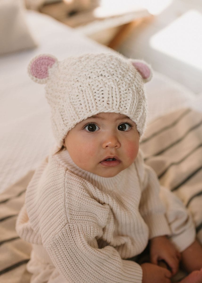 Acorn Kids Accessories Hats Bear Beanie - Cream