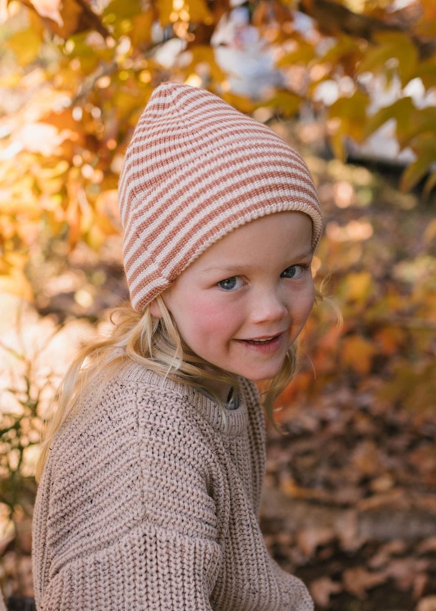 Acorn Kids Accessories Hats Berlin Merino Beanie - Biscuit and Cream Stripe
