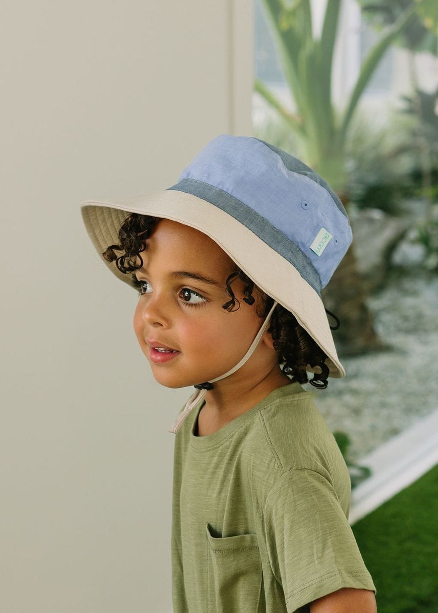 Acorn Kids Accessories Hats Blue Colour Block Wide Brim Bucket Hat