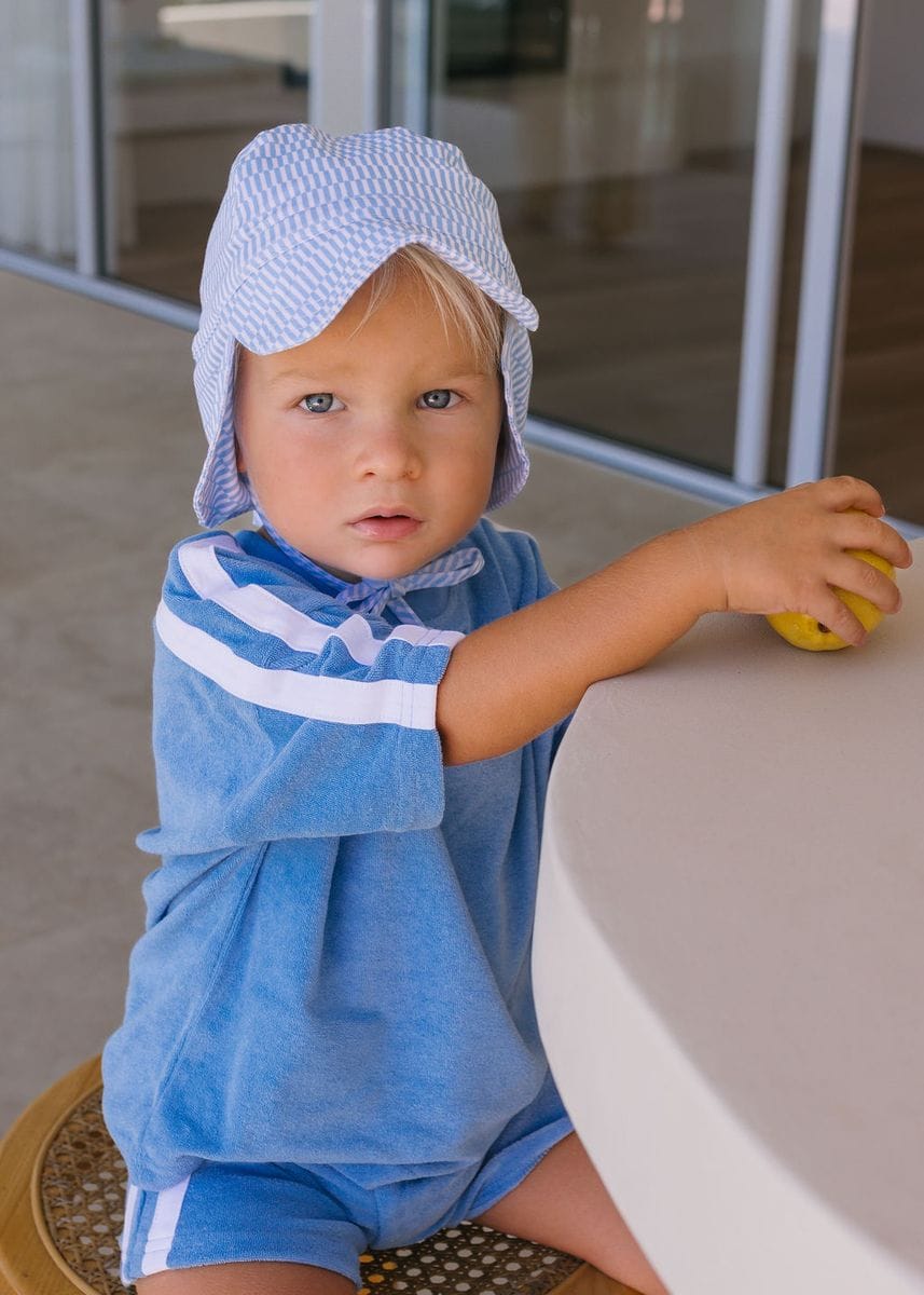 Acorn Kids Accessories Hats Blue Sprinkle Soft Jersey Flap Cap
