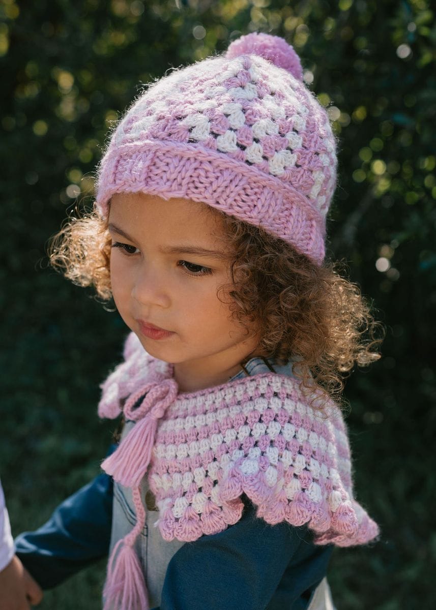 Acorn Kids Accessories Hats Boho Beanie - Pink and Cream
