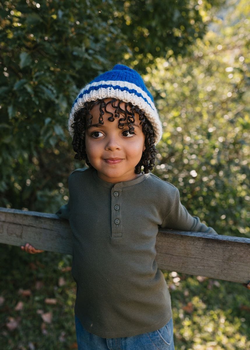 Acorn Kids Accessories Hats Denmark Beanie - Blue and Cream