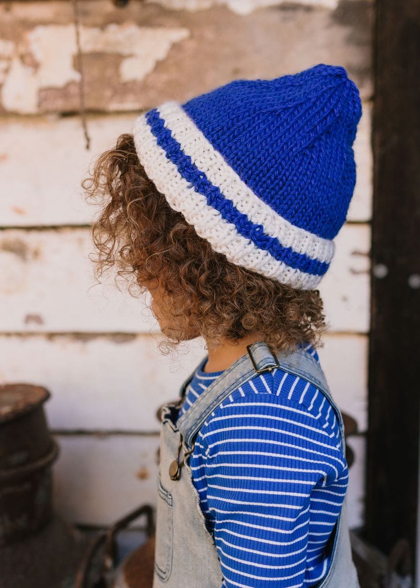 Acorn Kids Accessories Hats Denmark Beanie - Blue and Cream