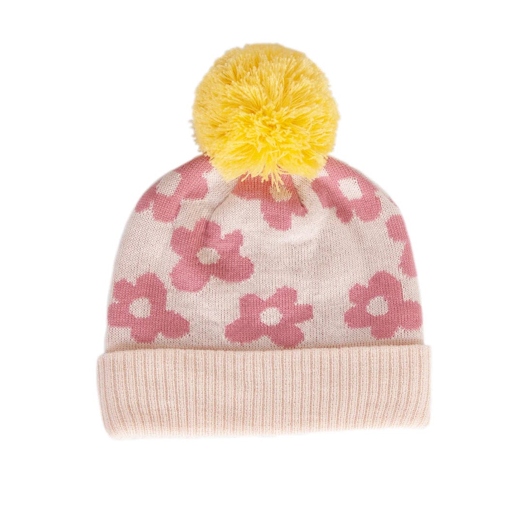 Acorn Kids Accessories Hats Flower Power Merino Beanie Pink