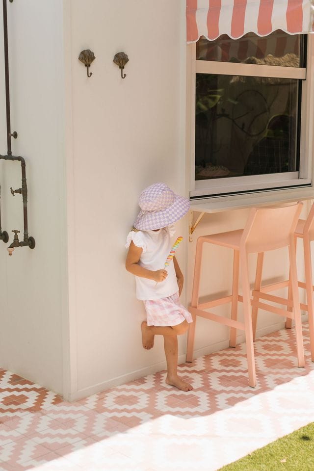 Acorn Kids Accessories Hats Lavender Checks Broad Brim Bucket Hat