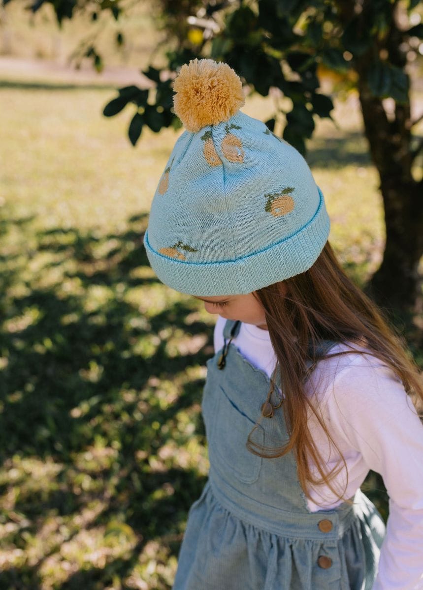 Acorn Kids Accessories Hats Lemon Merino Beanie - Mint, Lemon & Green