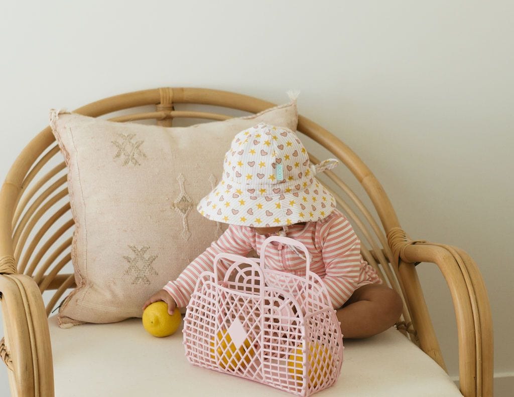 Acorn Kids Accessories Hats Love and Stars Stretch Cotton Wide Brim Sunhat