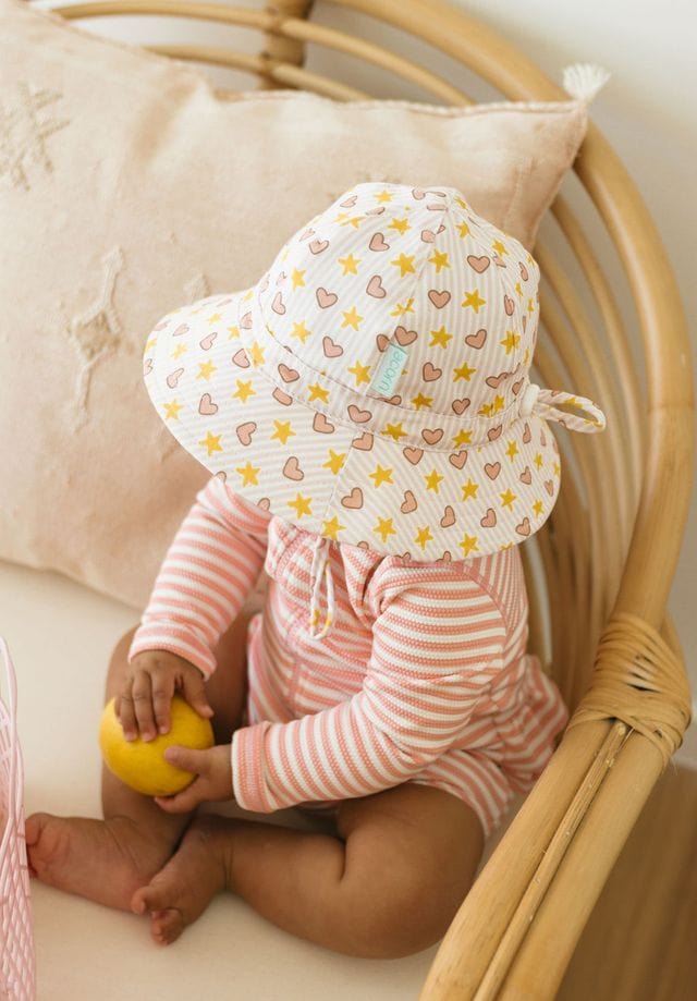 Acorn Kids Accessories Hats Love and Stars Stretch Cotton Wide Brim Sunhat