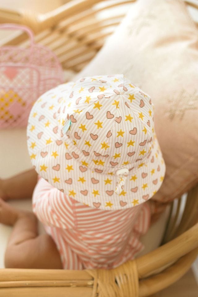 Acorn Kids Accessories Hats Love and Stars Stretch Cotton Wide Brim Sunhat