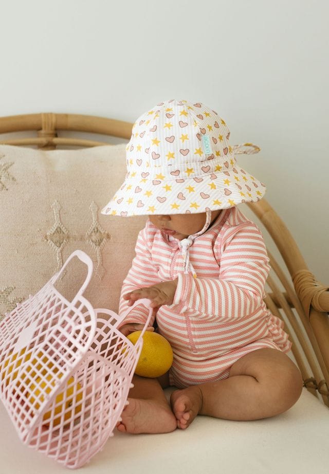 Acorn Kids Accessories Hats Love and Stars Stretch Cotton Wide Brim Sunhat