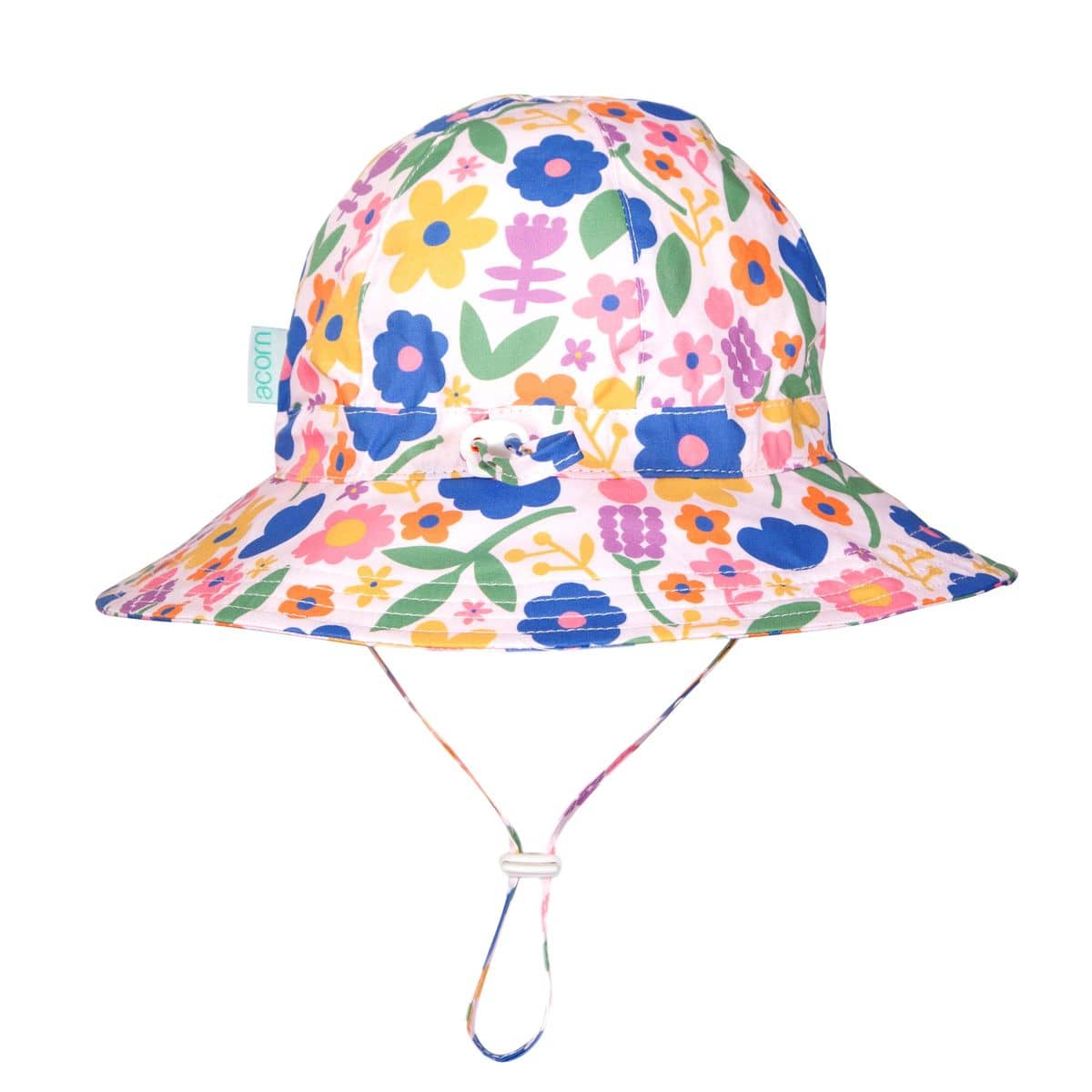 Colorful Petal Pop Wide Brim Sunhat for kids by Acorn Kids, providing sun protection and stylish accessories.