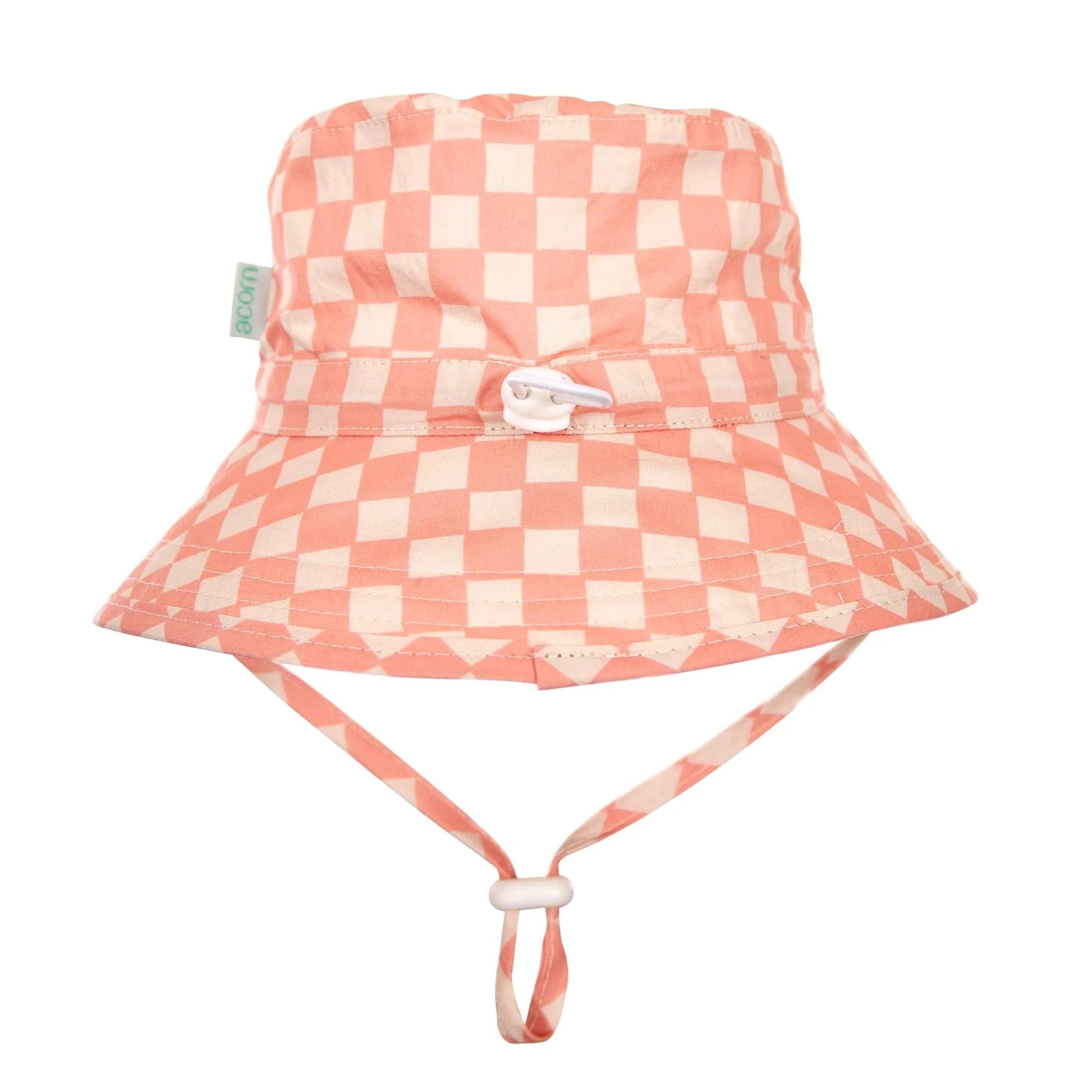 Acorn Kids Accessories Hats Pink Checks Broad Brim Bucket Hat