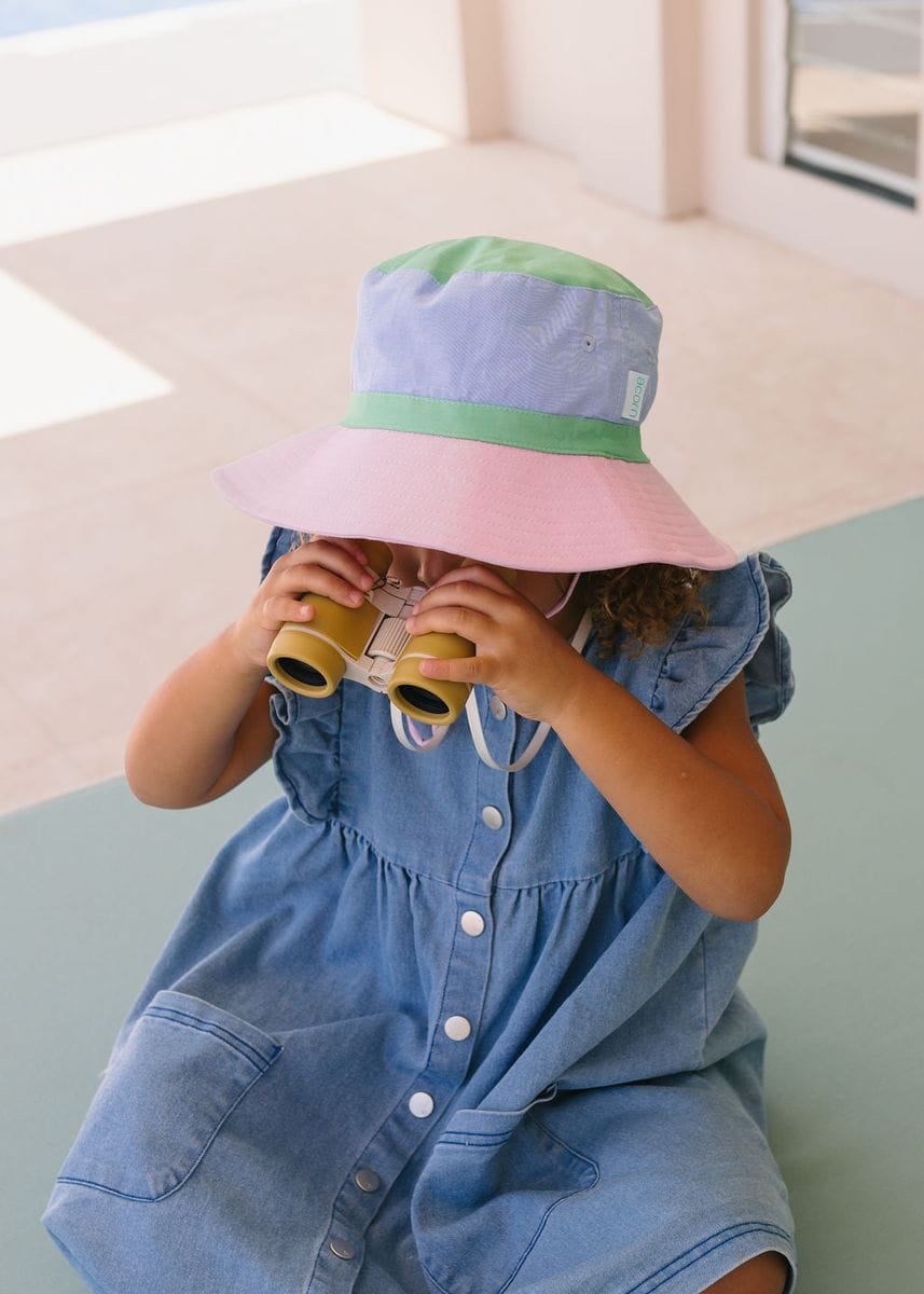 Acorn Kids Accessories Hats Pink Colour Block Wide Brim Bucket Hat
