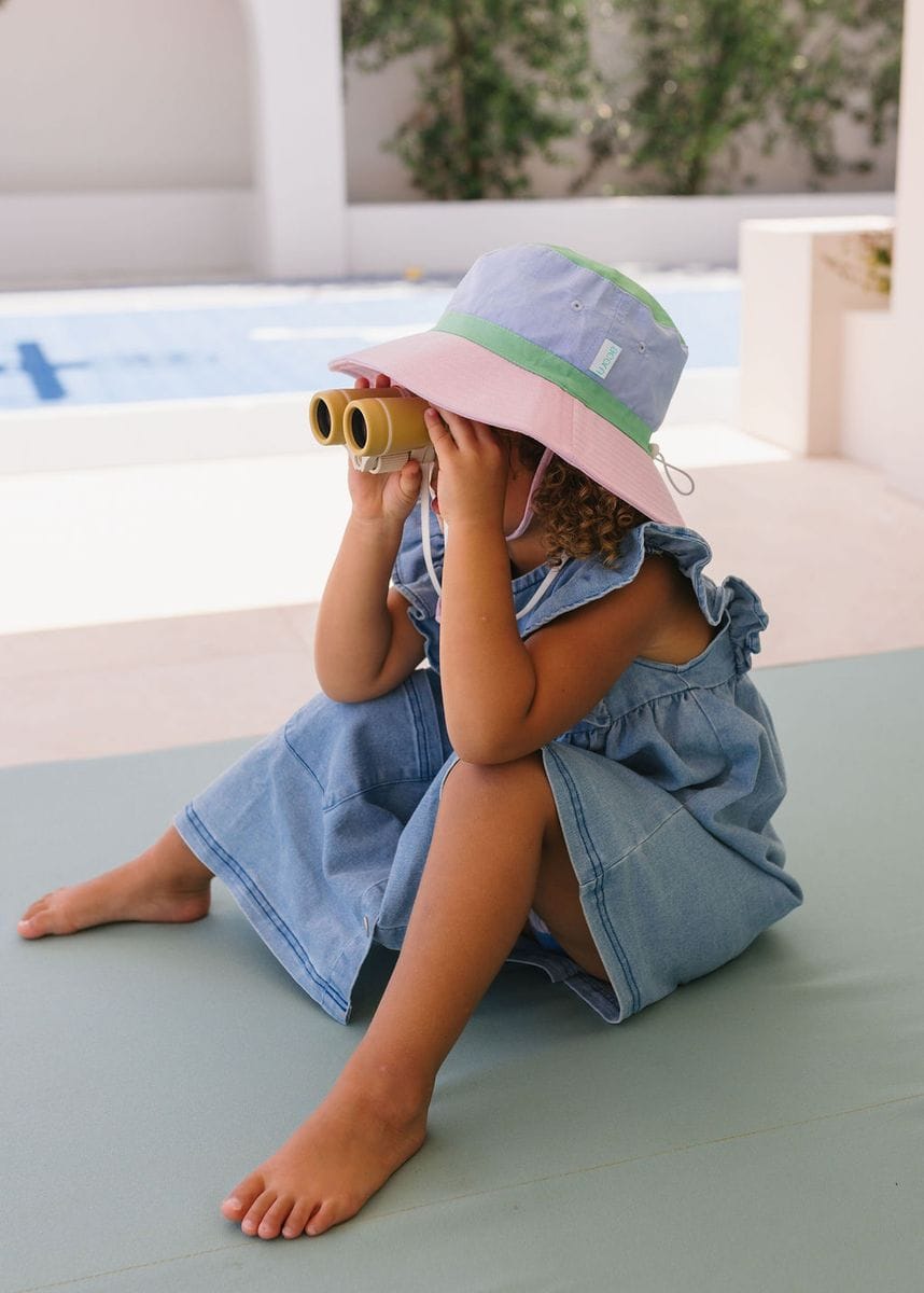 Acorn Kids Accessories Hats Pink Colour Block Wide Brim Bucket Hat