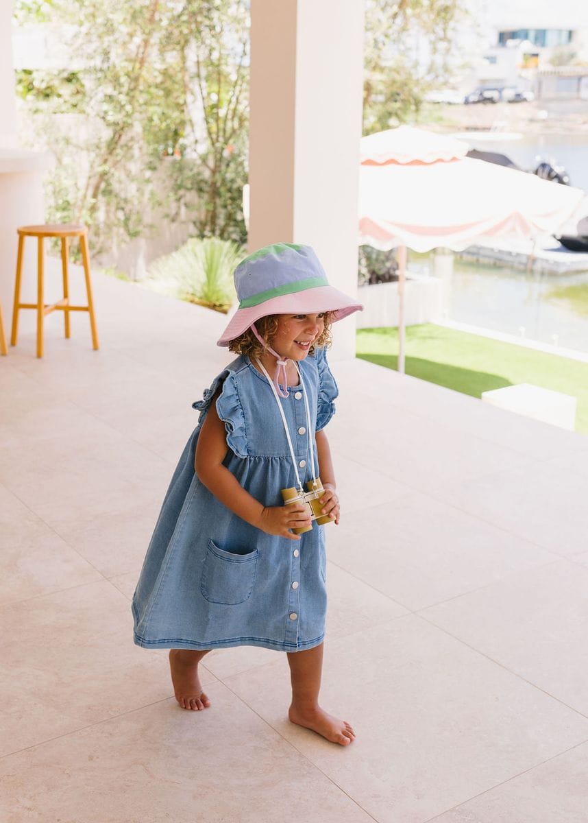 Acorn Kids Accessories Hats Pink Colour Block Wide Brim Bucket Hat